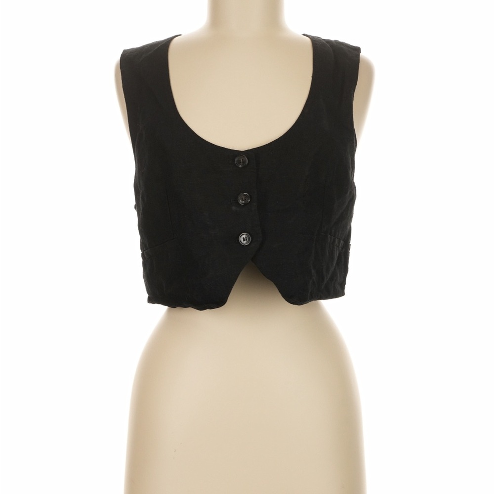 H&M Black Button-Front Cropped Vest